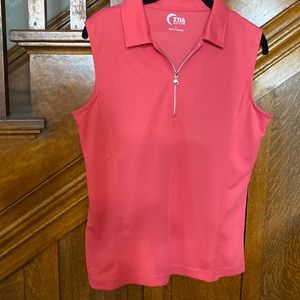 Zyia Active Pink Sleeveless Club House Semifitted Golf Shirt Large NWOT